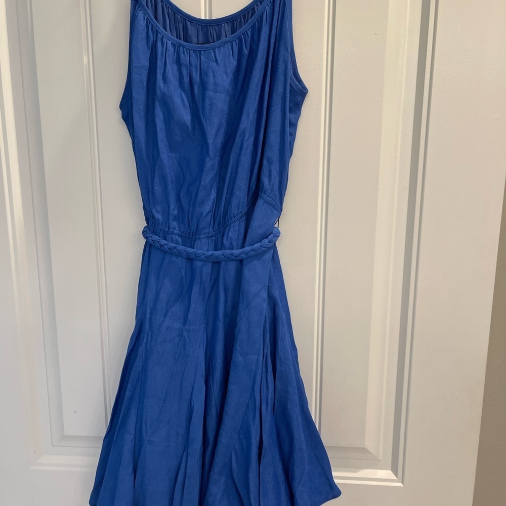 DO+BE dress ruffled periwinkle blue size large polyester rayon blend - Picture 2 of 7